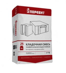 Кладочная смесь Поревит для силикатных и газобетонных блоков Зимний, 25кг Поревит